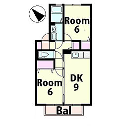 クローバー2 2DKの間取図画像