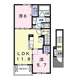 ラズベリーコート 2LDKの間取図画像