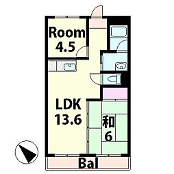 甲西中央ビル 2LDKの間取図画像
