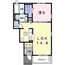 アプリコットガーデン 1LDKの間取図画像