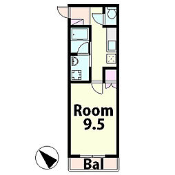DreamPaLace千秀 1Kの間取図画像