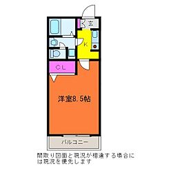 夢ランドワイズテラス笹口 1Kの間取図画像