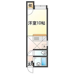 アパートメント・エコルセA ワンルームの間取図画像
