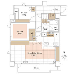 ディアナコート二子玉川翠景 1LDKの間取図画像