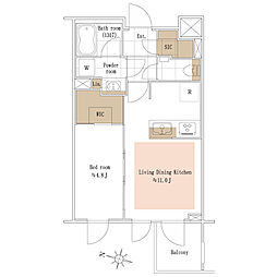 ピアース都立大学 1LDKの間取図画像