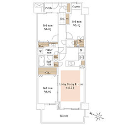 アールヴェール文京大塚公園 3LDKの間取図画像