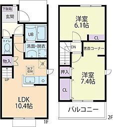 Sunrise（サンライズ）A棟 2階2LDKの間取り