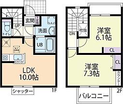 Villa　Sieger（ヴィラ　ジーガー）　A 2階2LDKの間取り