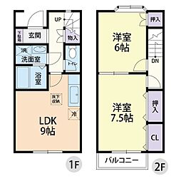 メゾンラメール3 2DKの間取図画像