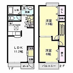 カーサボヌール1 2LDKの間取図画像