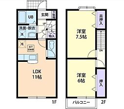 フォンターナEST・2 2LDKの間取図画像
