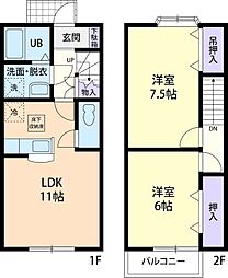 グリーンテラス 2LDKの間取図画像