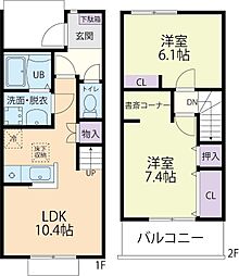 7/15(仮称)登米市中田町テラスハウス A 2LDKの間取図画像