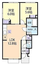 7/15(仮称)登米市中田町テラスハウス B 2LDKの間取図画像