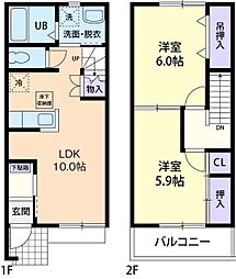 アクアテラス 2LDKの間取図画像