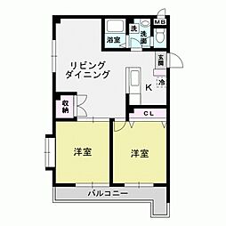 Wealthy長谷 2LDKの間取図画像