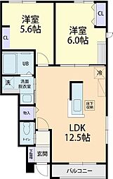 Sunny day Holiday(サニディ・ホリディ) 2LDKの間取図画像