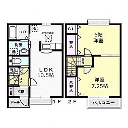 フォレスタB 2LDKの間取図画像