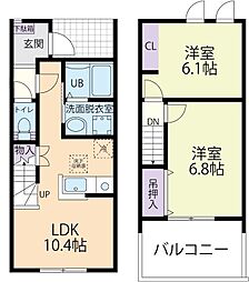 プリーメルA 2LDKの間取図画像