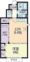 サニーフラット 1LDKの間取図画像