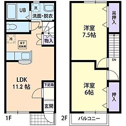 サザンクロス・阿見 2LDKの間取図画像