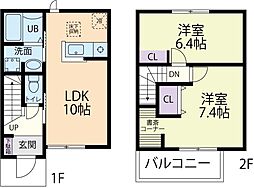 リバーサイド 2LDKの間取図画像