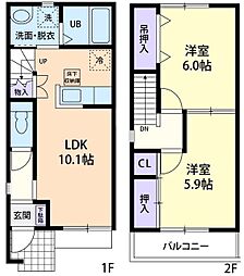 パークテラスA 2LDKの間取図画像