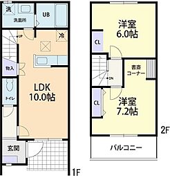 PrimevreII 2LDKの間取図画像