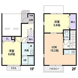 ブリーズテラスB 2LDKの間取図画像