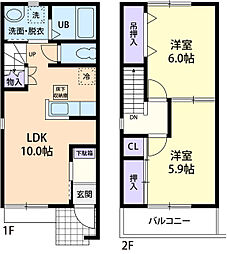 カーサドマーニ 2LDKの間取図画像
