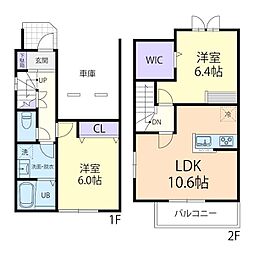 10/15(仮称)日光市森友テラスハウス A 2LDKの間取図画像