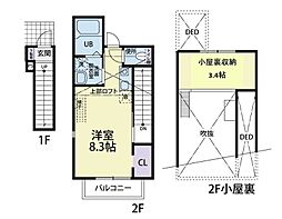 ワカバミント 1Kの間取図画像