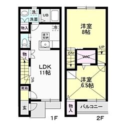 プリムヴェールA 2LDKの間取図画像