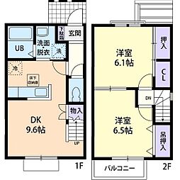 サンライズ・高砂2 2DKの間取図画像