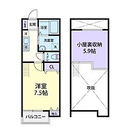 カーサベルデ 1Kの間取図画像