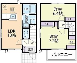 11/1(仮称)春日部市米島テラスハウス B 2LDKの間取図画像