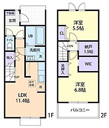11/1(仮称)富岡市七日市テラスハウス B 2LDKの間取図画像