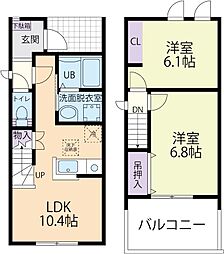メゾン・ド・ウエストA 2LDKの間取図画像