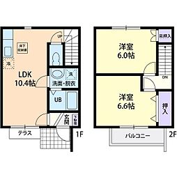 ラポール壱番館 2LDKの間取図画像