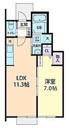 12/1(仮称)栃木市箱森町1LDK 1LDKの間取図画像