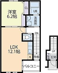 グランシャリオA 1LDKの間取図画像