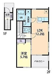 ウエストヒル II(West HILL II) 1LDKの間取図画像