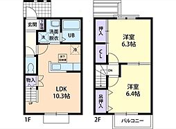 カーサフェリーチェ 2LDKの間取図画像