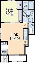 グランシャリオB 1LDKの間取図画像