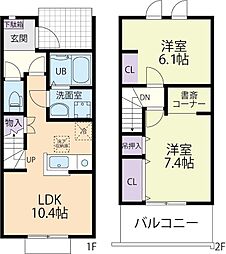 ソレイユB 2LDKの間取図画像