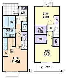 2/1(仮称)成田市郷部テラスハウス A 2LDKの間取図画像