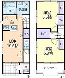 2/1(仮称)成田市郷部テラスハウス C 2LDKの間取図画像