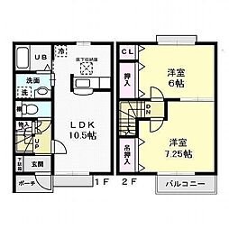 ヴェルドミール港ヶ丘2 2LDKの間取図画像