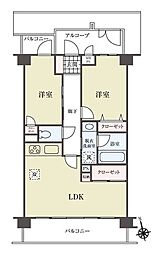 ライオンズガーデン船橋薬園台 2LDKの間取図画像