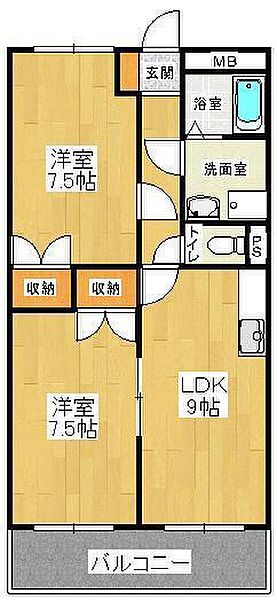 ハイネスコーポ 305｜福岡県久留米市宮ノ陣5丁目(賃貸アパート2LDK・3階・55.00㎡)の写真 その2